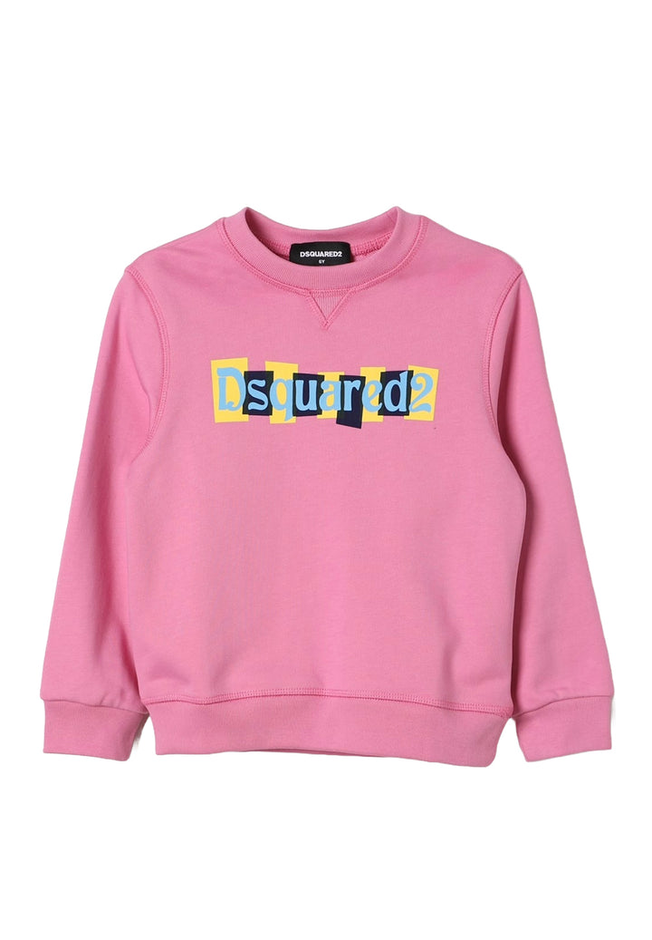 Felpa girocollo rosa per bambina