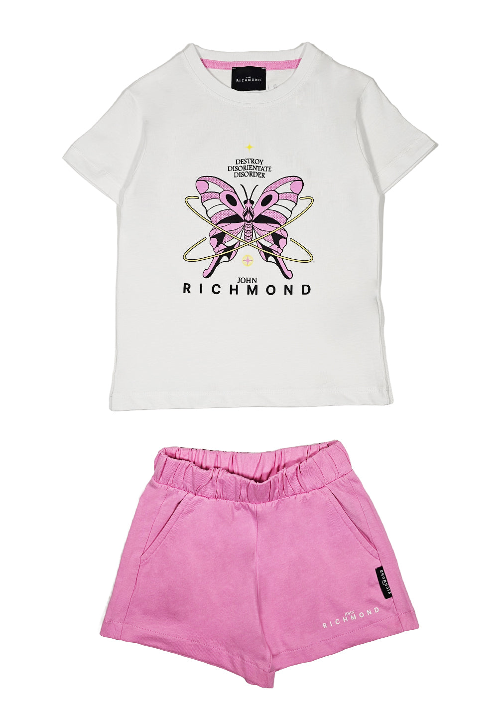 Completo bianco-rosa per bambina