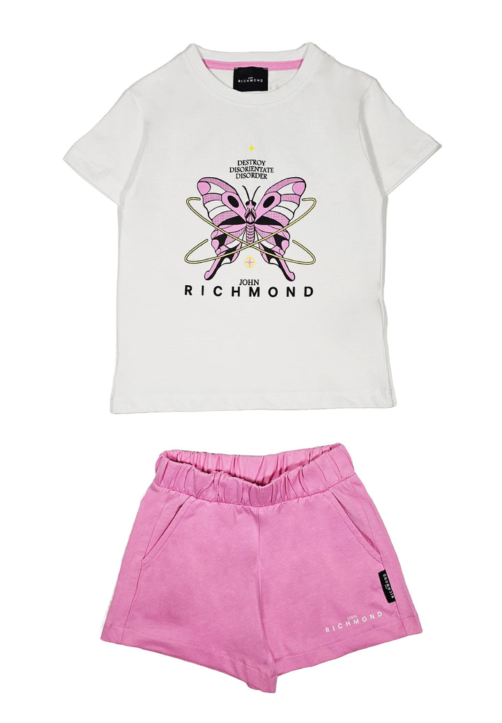 Completo bianco-rosa per bambina