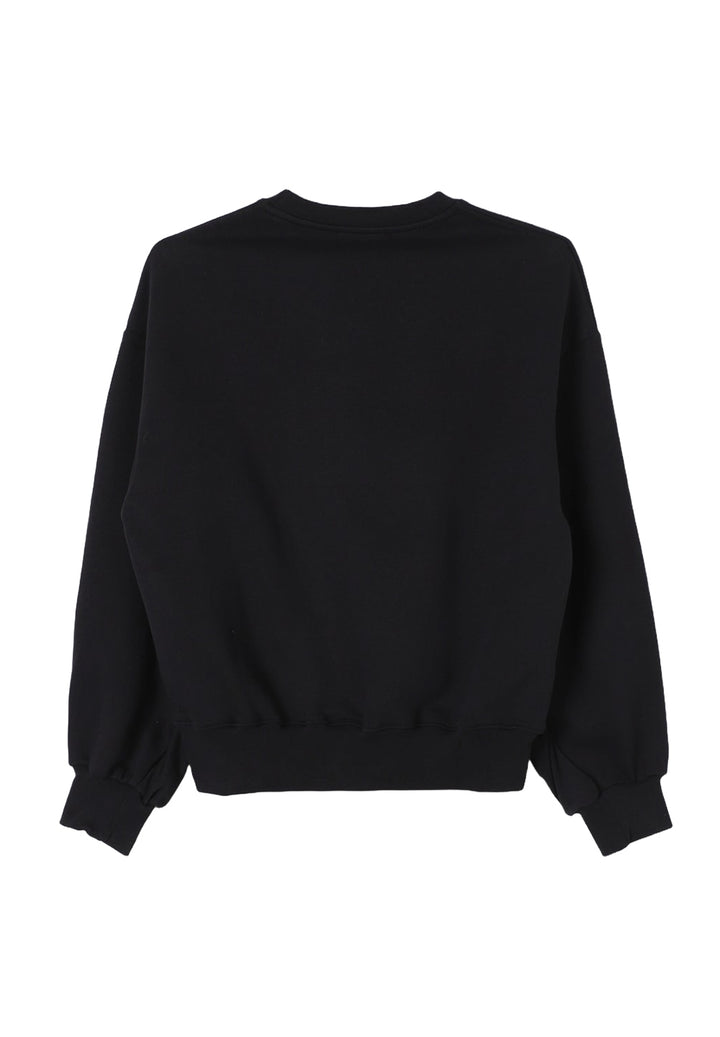 Sweat-shirt noir à col rond pour fille