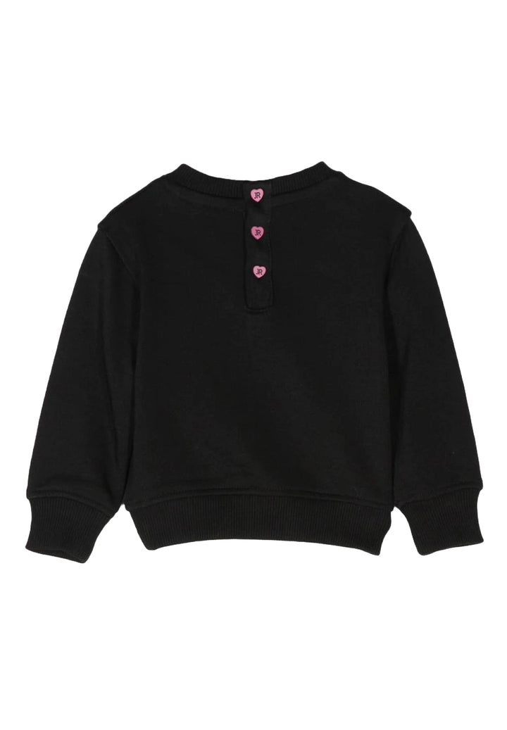 Sweat-shirt noir à col rond pour bébé fille