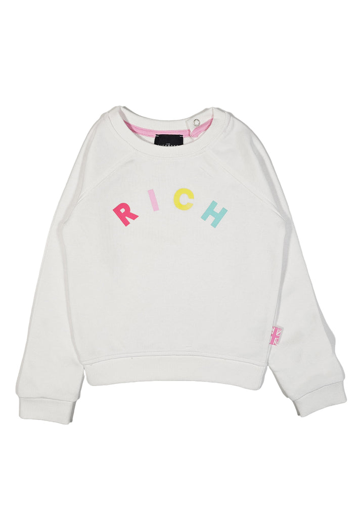 Sweat-shirt blanc à col rond pour bébé fille