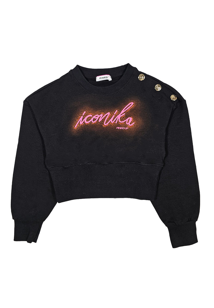 Sweat-shirt noir à col rond pour fille
