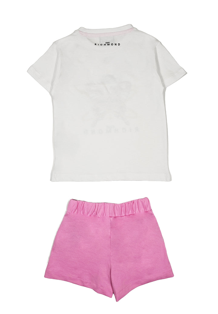 Completo bianco-rosa per bambina