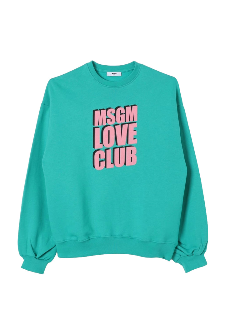 Sweat-shirt ras du cou vert pour fille