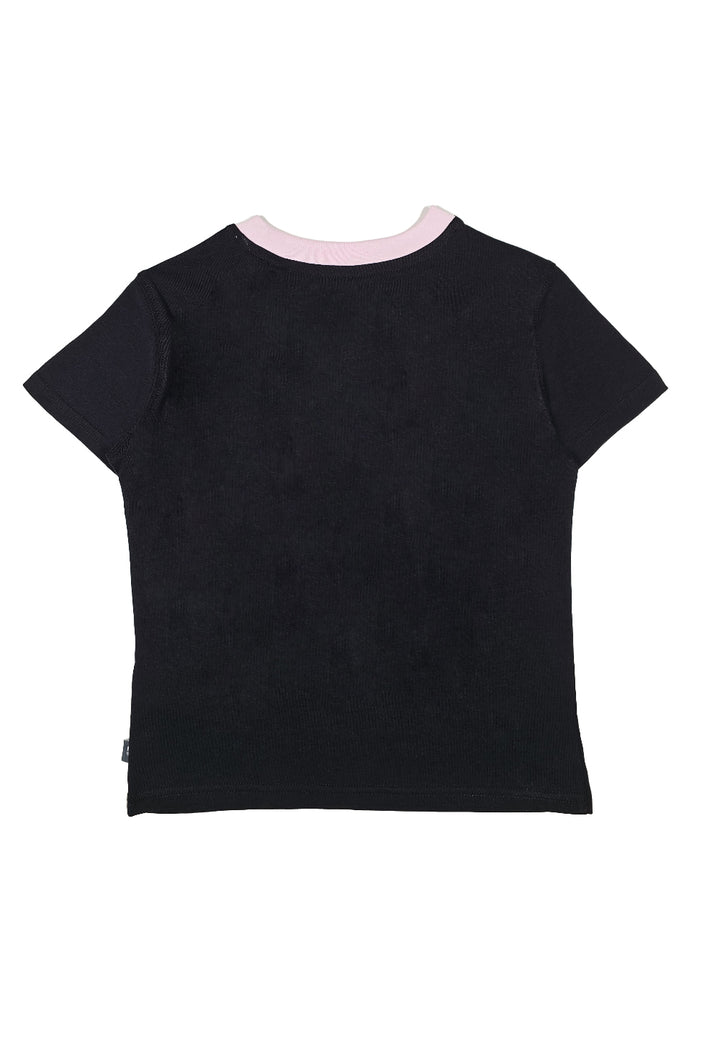 T-shirt nero-rosa per bambina
