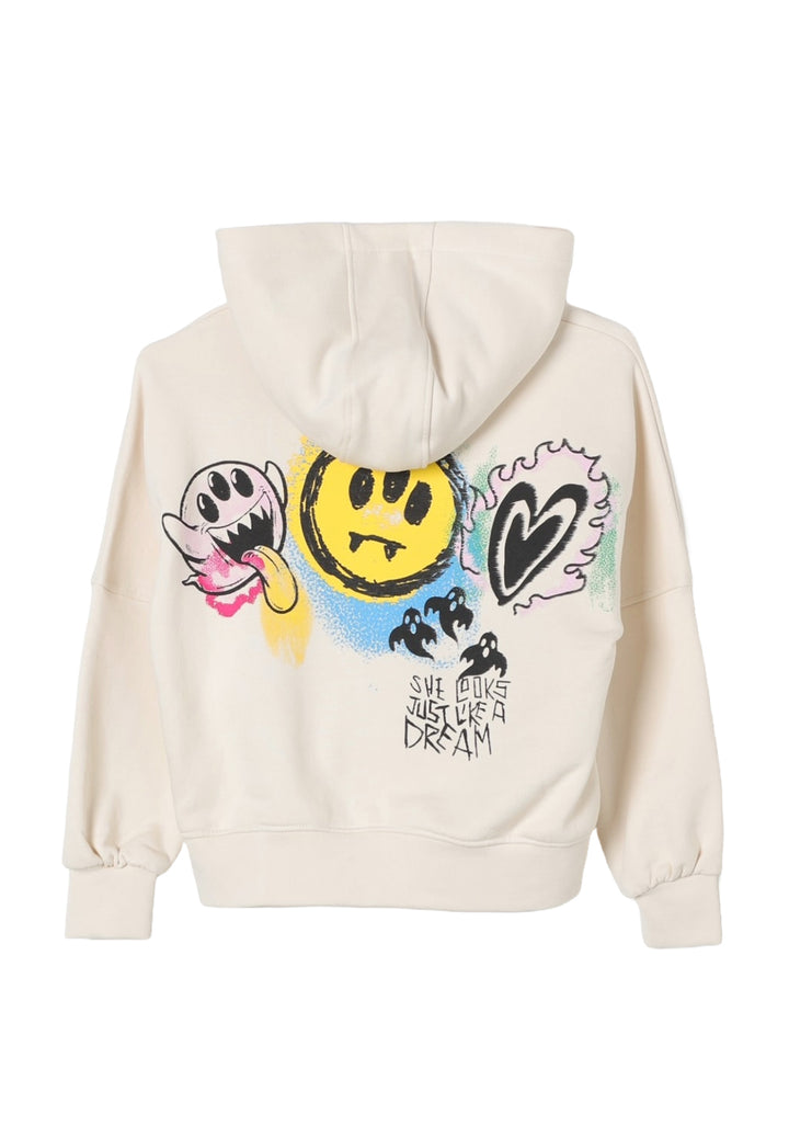 Felpa cappuccio crema per bambina