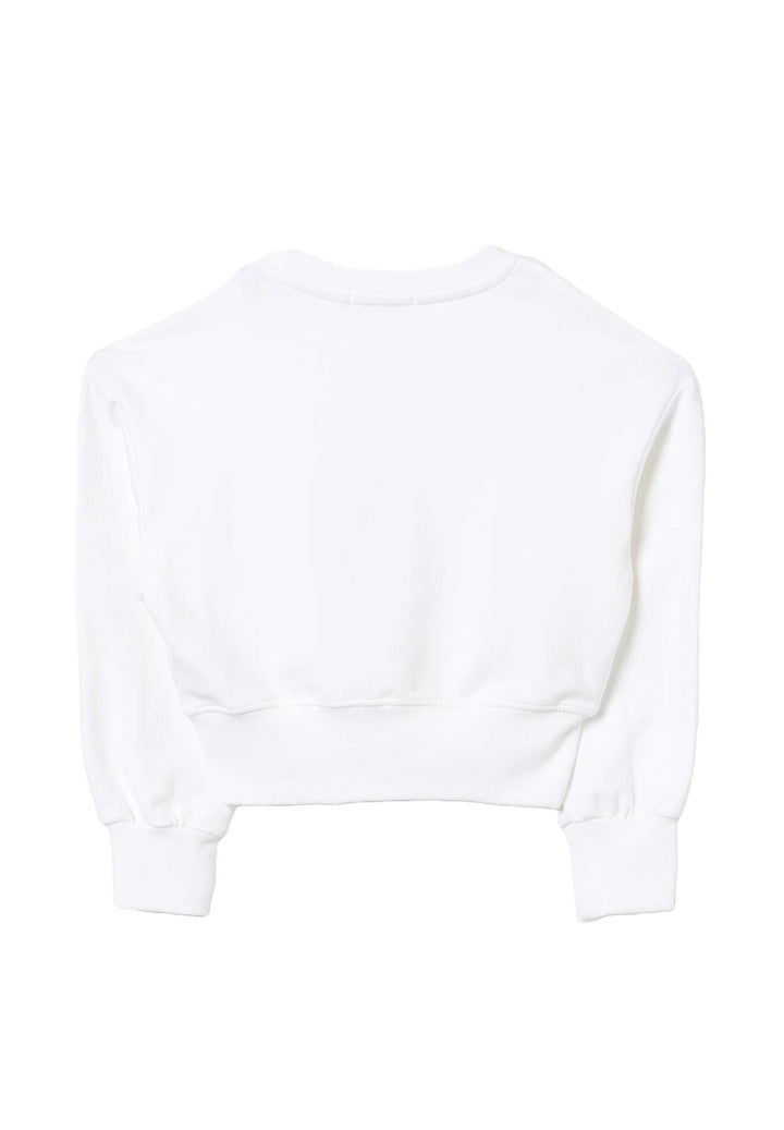 Sweat-shirt blanc à col rond pour fille