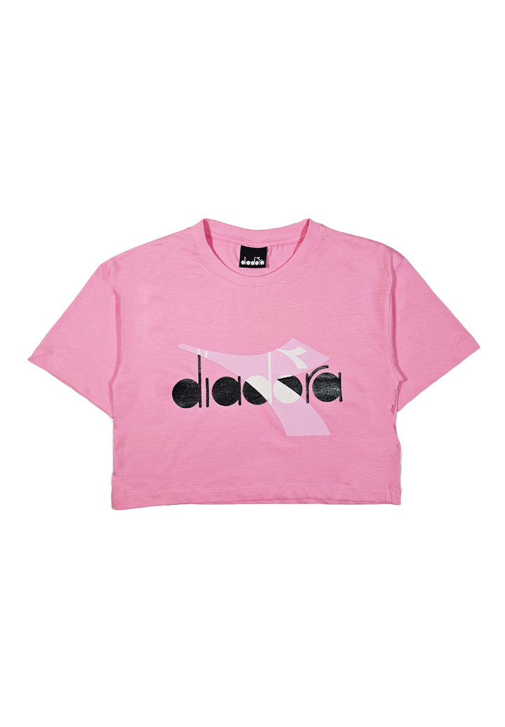 T-shirt cropped rosa per bambina