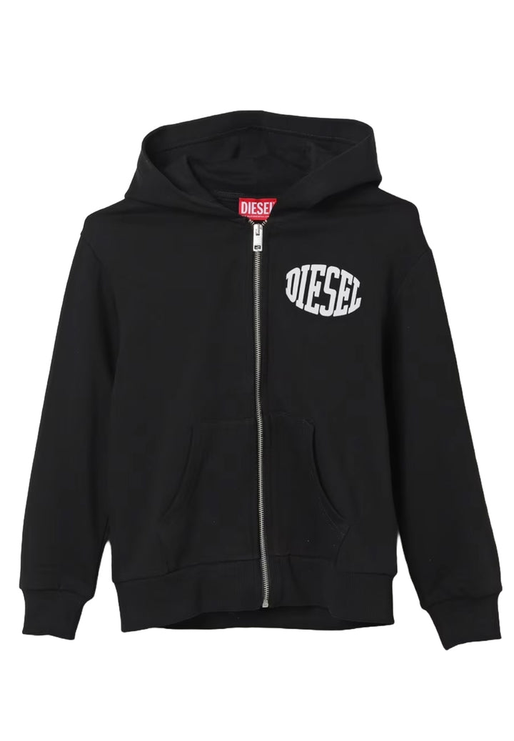 Schwarzes Kapuzensweatshirt mit Reißverschluss für Jungen