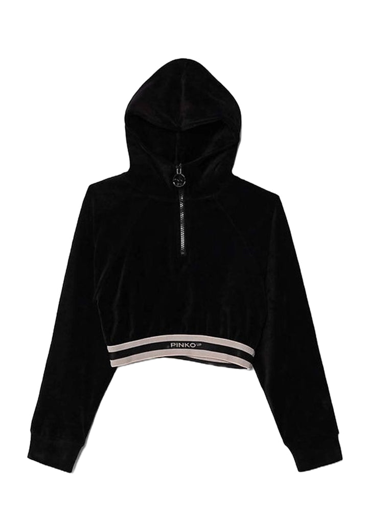 Sweat à capuche en chenille noir pour fille