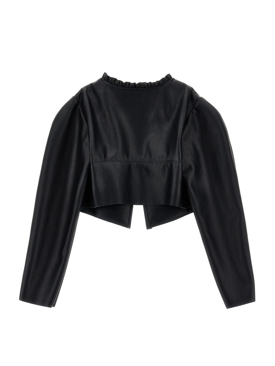 Veste en similicuir noir pour fille