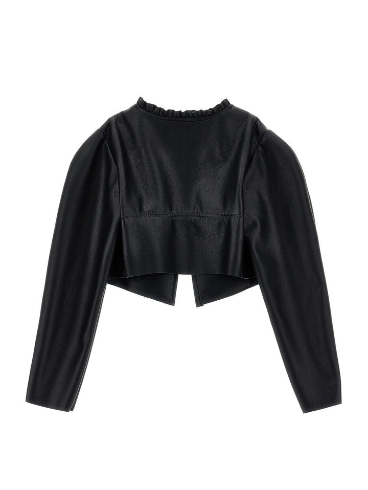 Veste en similicuir noir pour fille