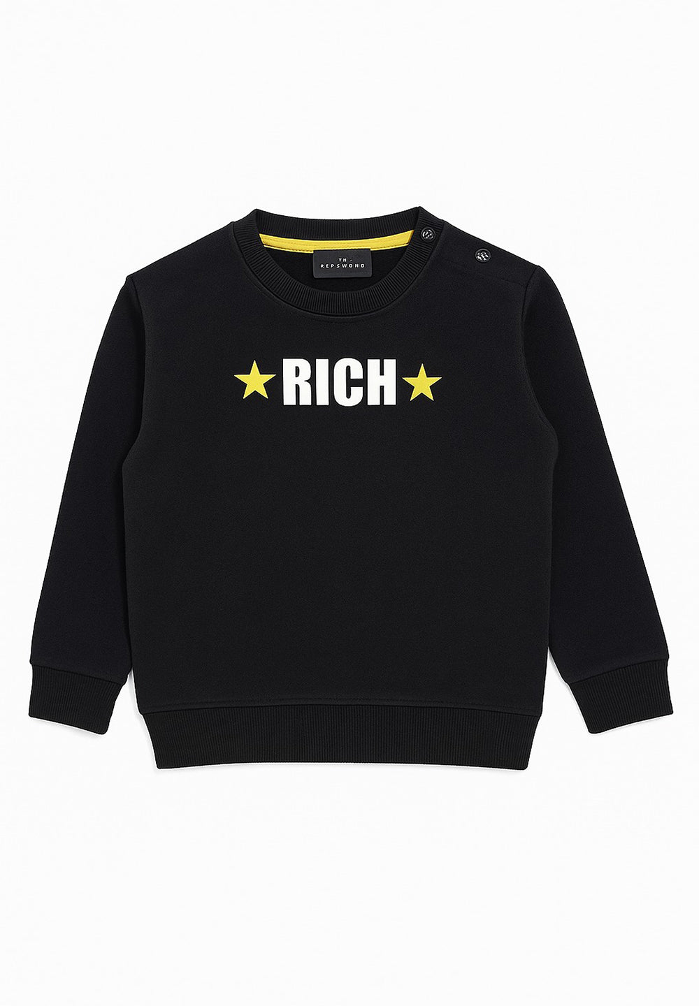 Sweat-shirt noir à col rond pour nouveau-nés