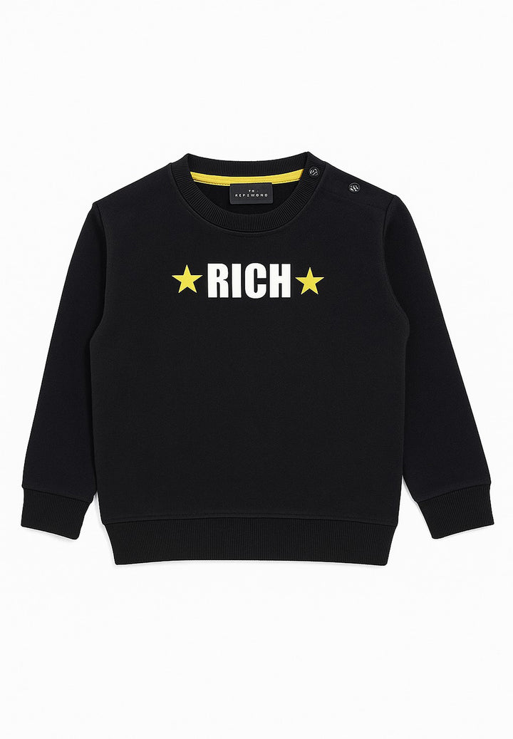 Sweat-shirt noir à col rond pour nouveau-nés