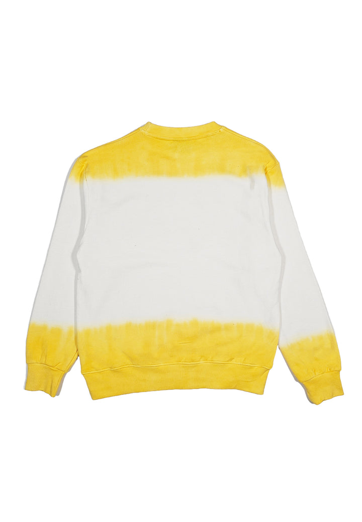 Felpa girocollo bianco-giallo per bambino