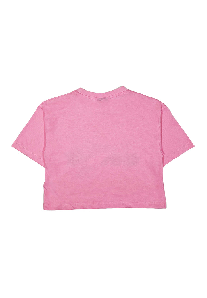T-shirt cropped rosa per bambina