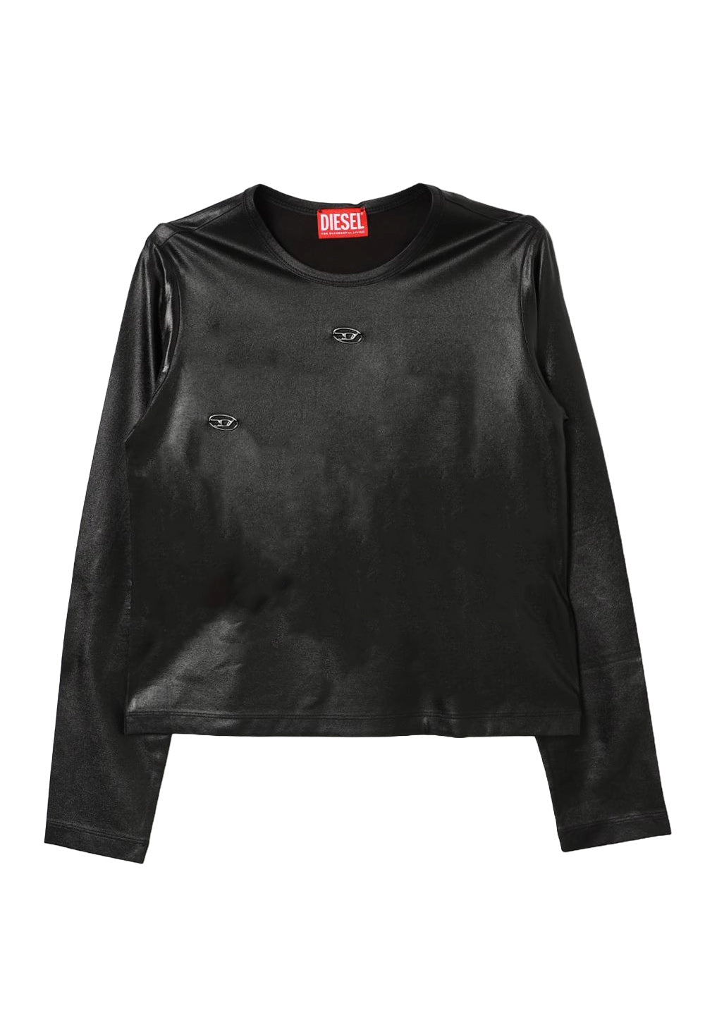 Schwarzes T-Shirt aus Kunstleder für Mädchen