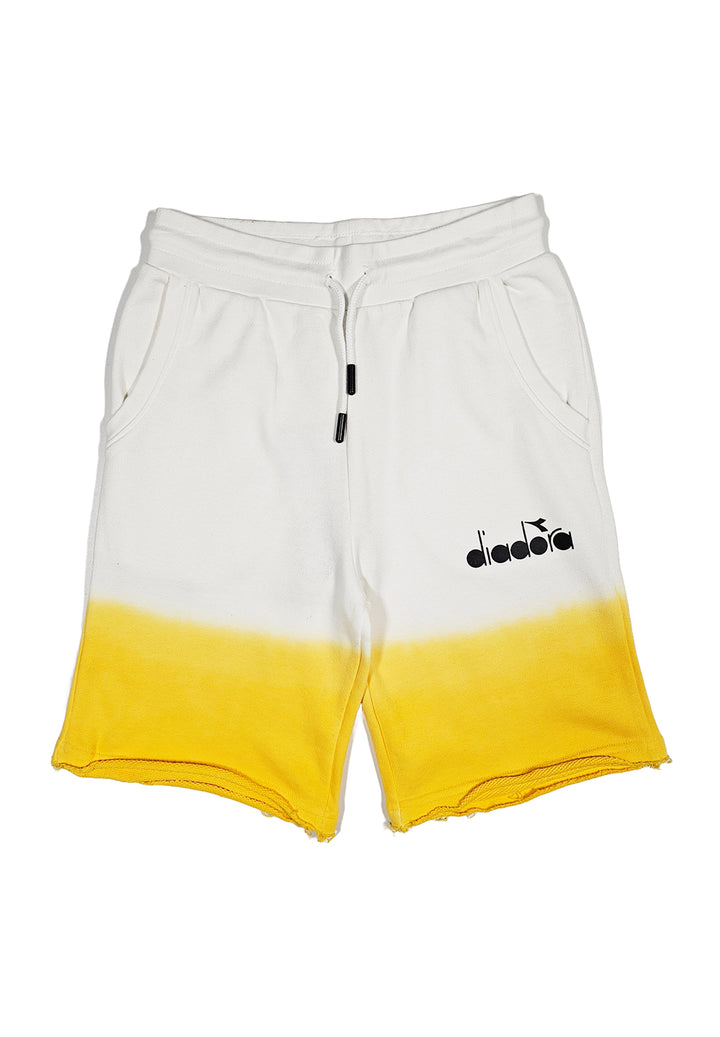 Bermuda felpa bianco-giallo per bambino