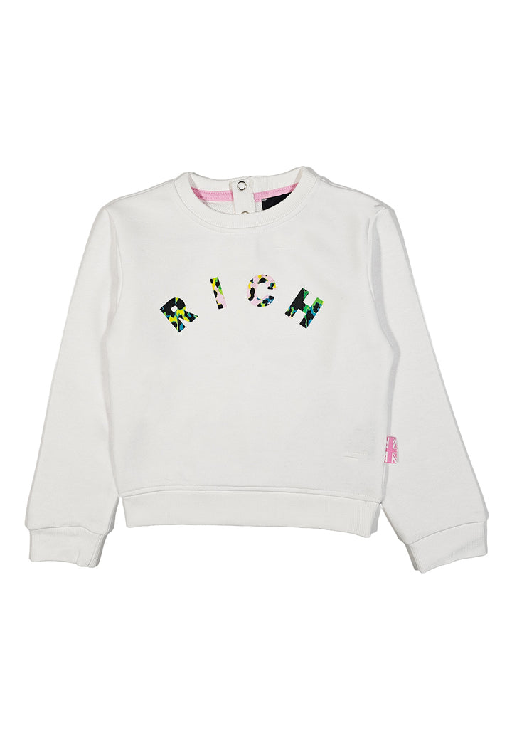 Sweat-shirt blanc à col rond pour bébé fille