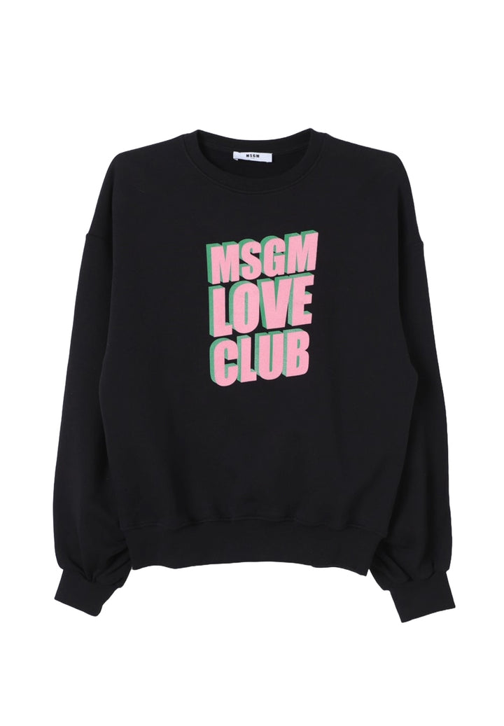 Sweat-shirt noir à col rond pour fille