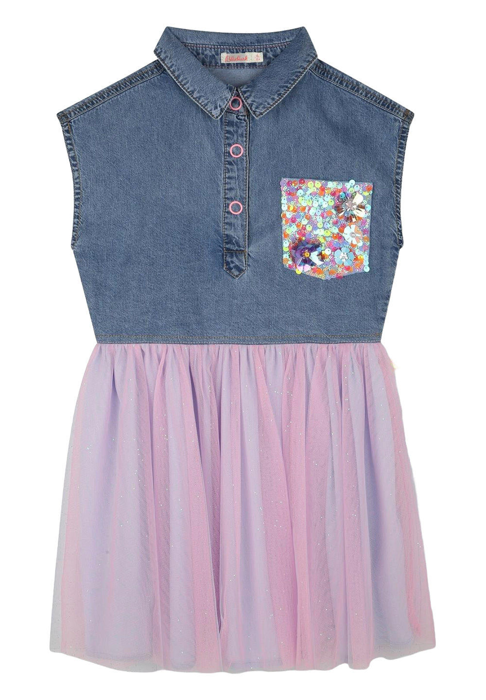 Robe bleu denim-rose pour fille