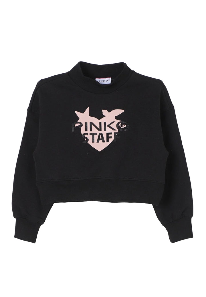 Sweat-shirt noir à col rond pour fille