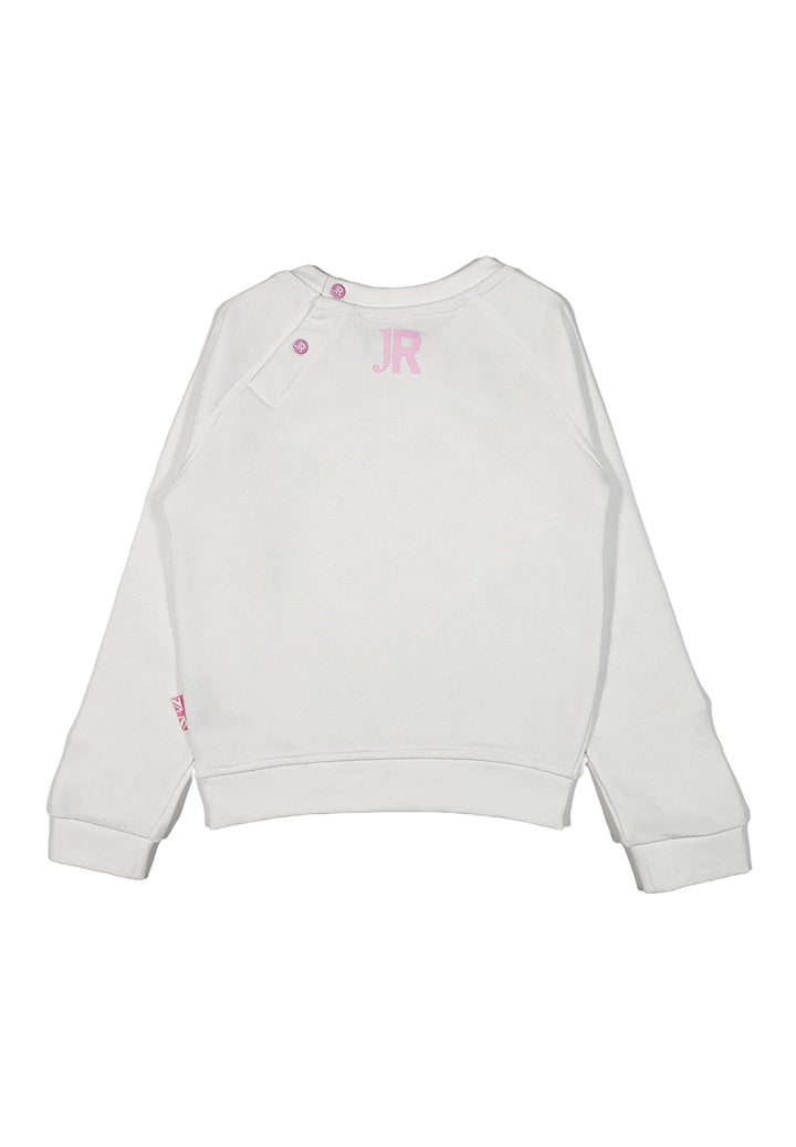 Sweat-shirt blanc à col rond pour bébé fille