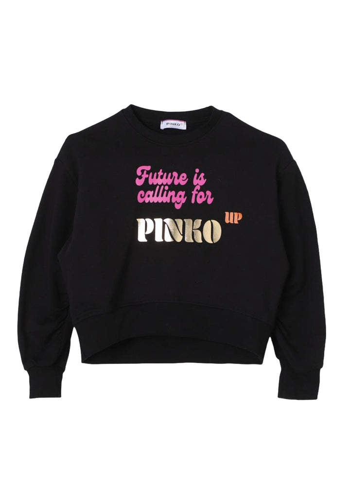 Sweat-shirt noir à col rond pour fille