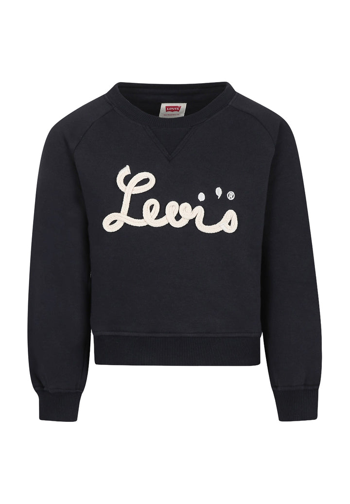 Sweat-shirt noir à col rond pour enfant