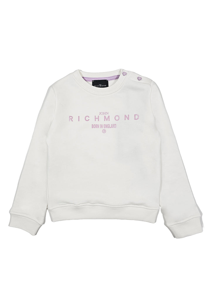 Sweat-shirt blanc à col rond pour bébé fille
