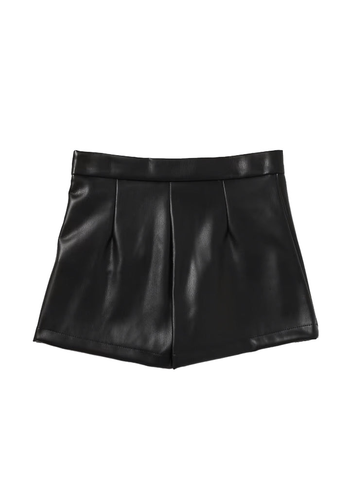 Schwarze Öko-Ledershorts für Mädchen