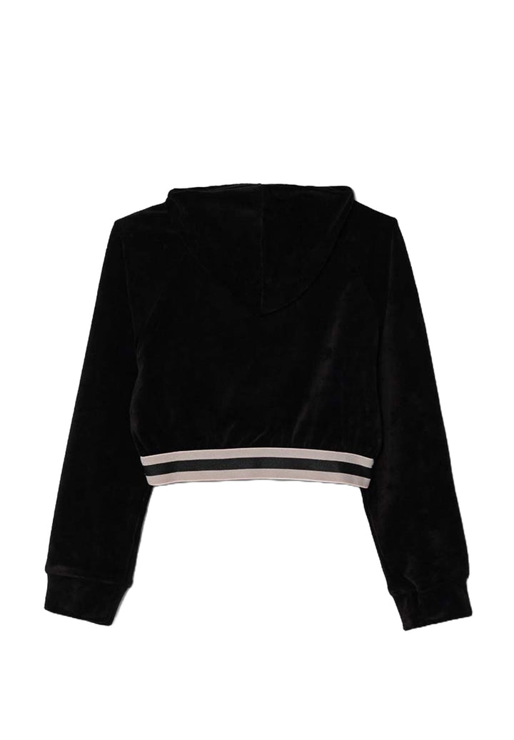 Sweat à capuche en chenille noir pour fille