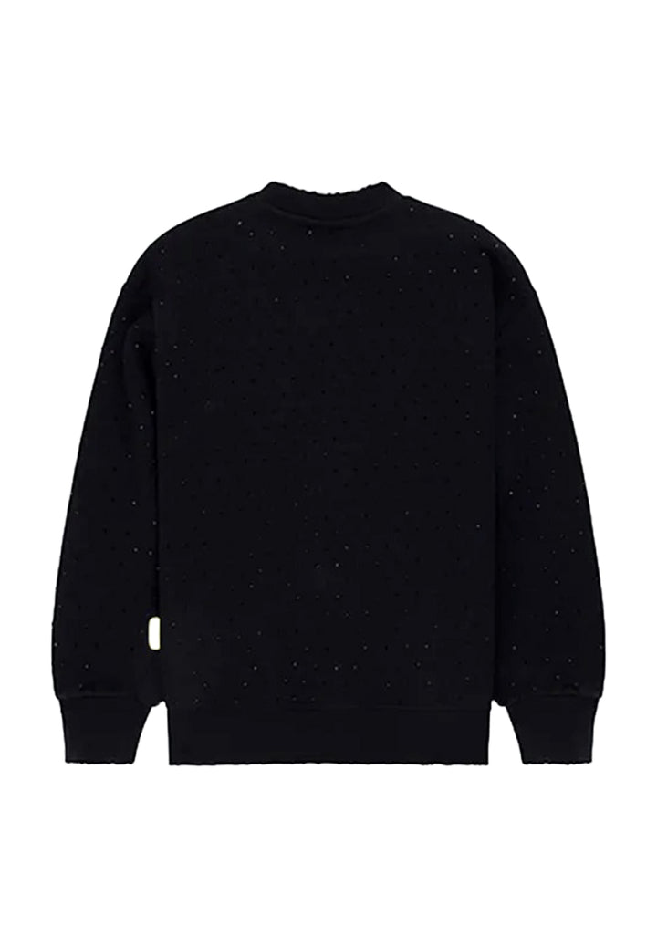 Felpa girocollo nera per bambina