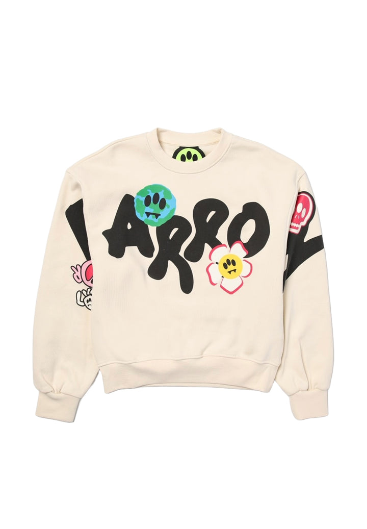 Sweat-shirt ras du cou crème pour fille