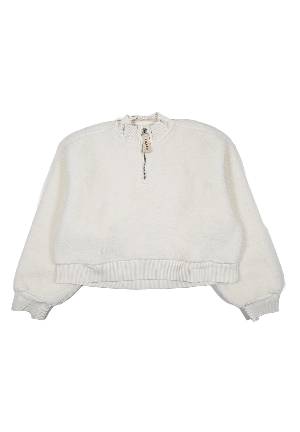Felpa zip panna per bambina