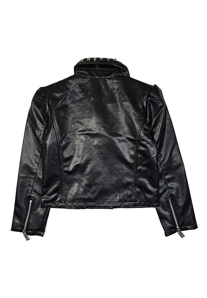 Veste en similicuir noir pour fille