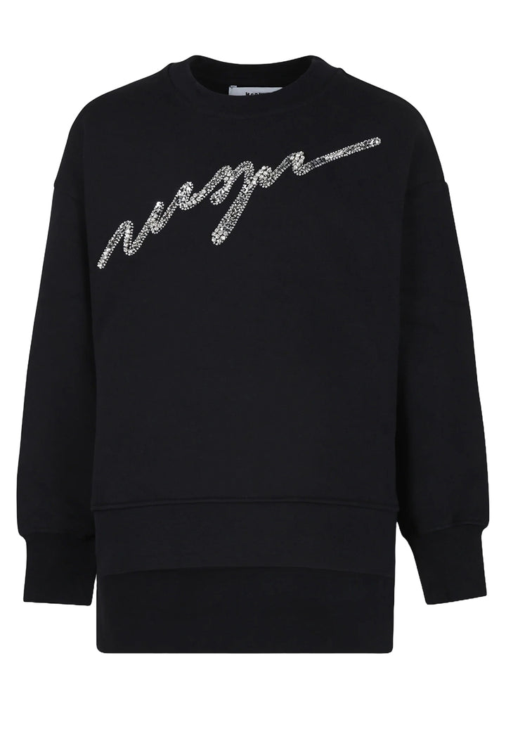 Robe sweat-shirt noire pour fille