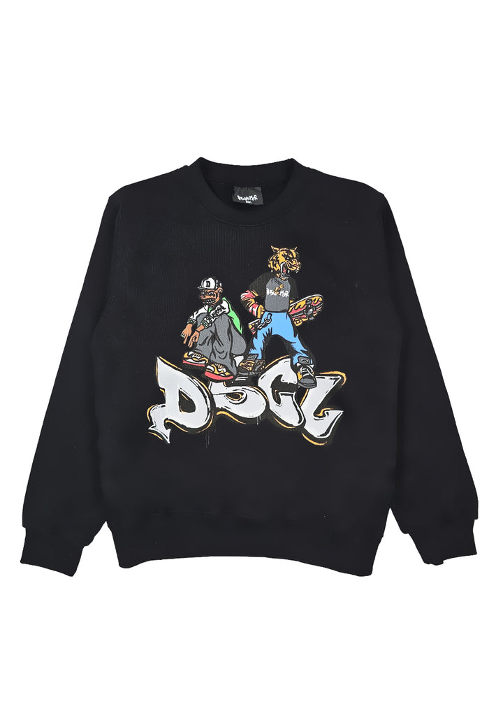 Sweat-shirt noir à col rond pour enfant