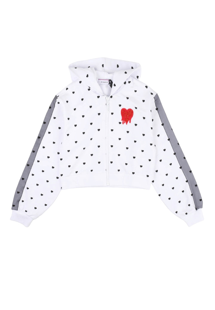 Felpa zip bianca per bambina