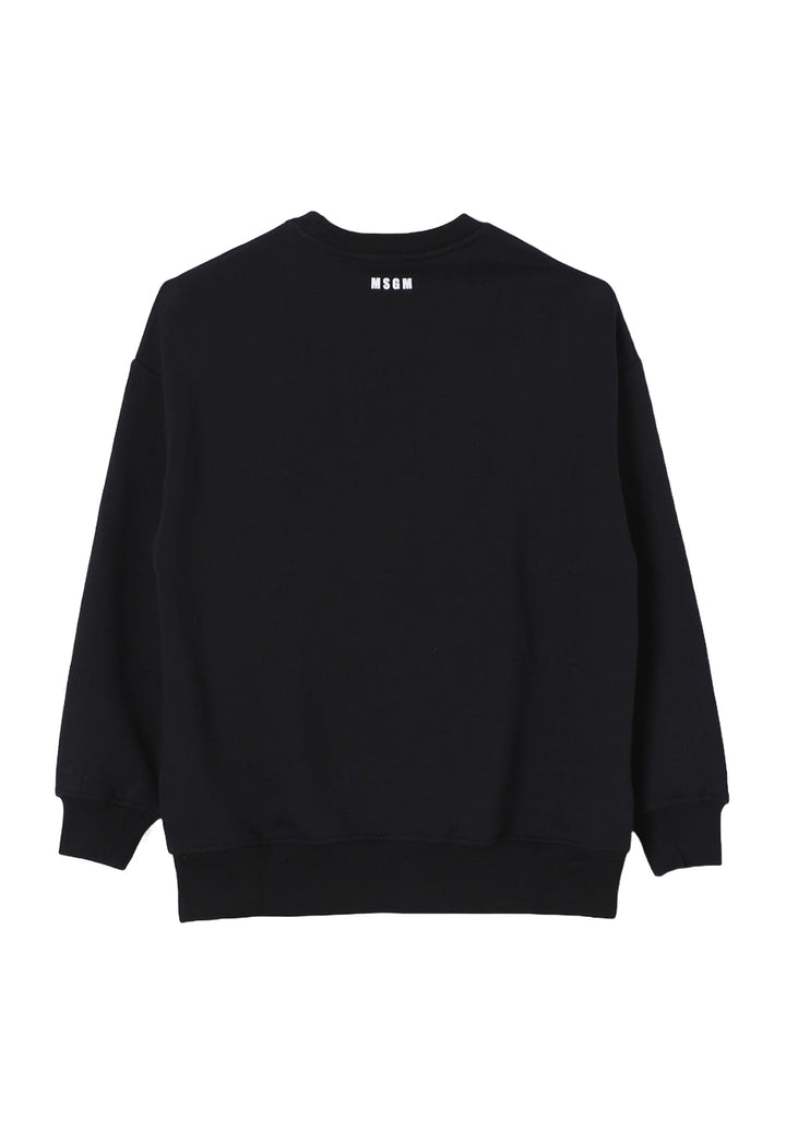 Sweat-shirt noir à col rond pour fille