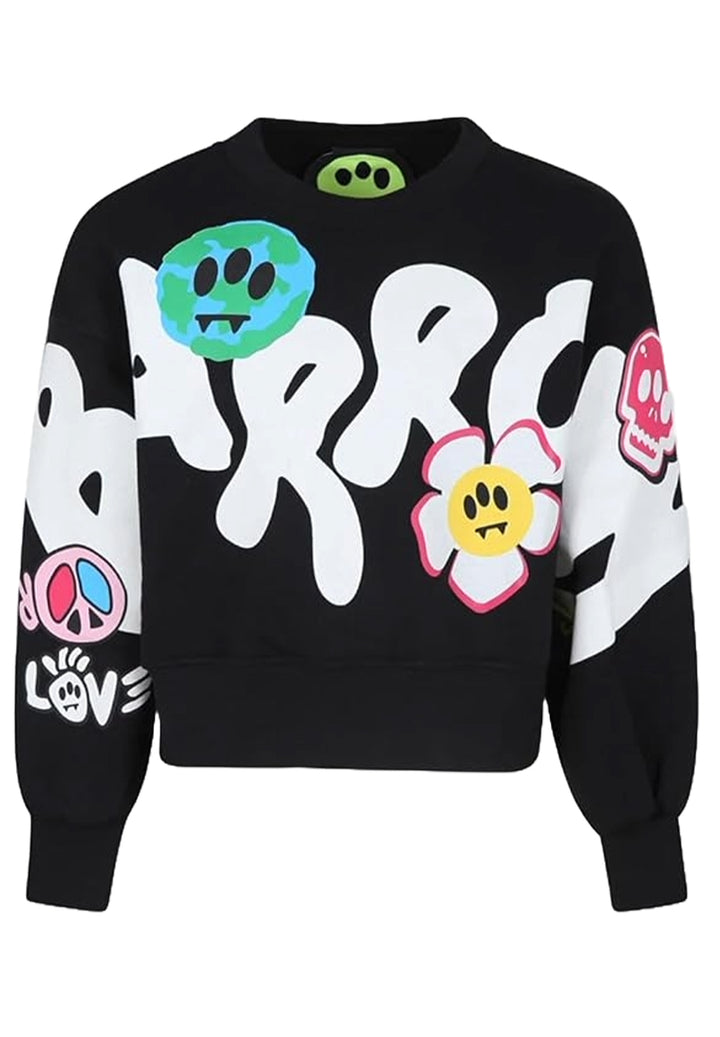 Felpa girocollo nera per bambina