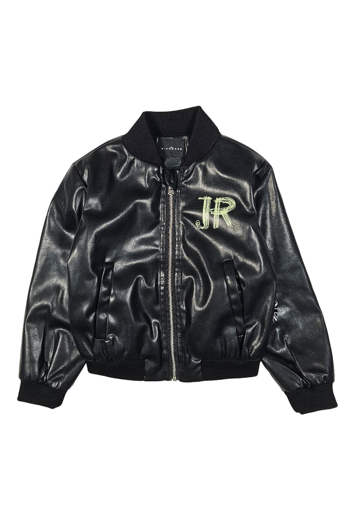 Blouson aviateur en similicuir noir pour nouveau-né