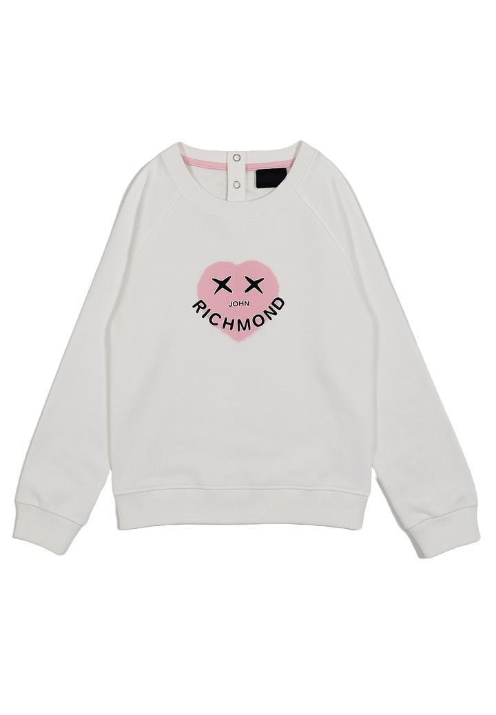Sweat-shirt blanc à col rond pour bébé fille