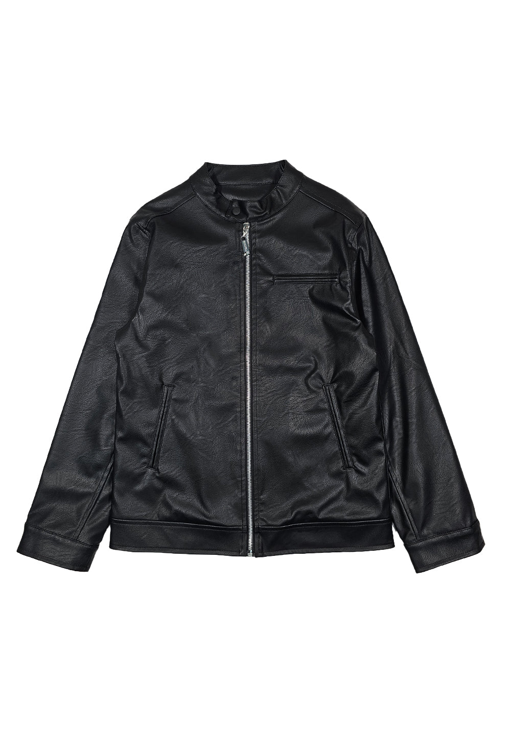 Schwarze Öko-Lederjacke für Kinder