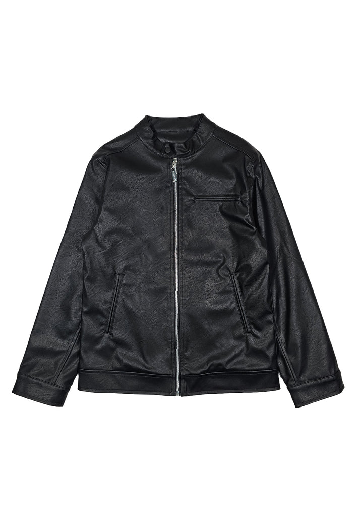 Schwarze Öko-Lederjacke für Kinder