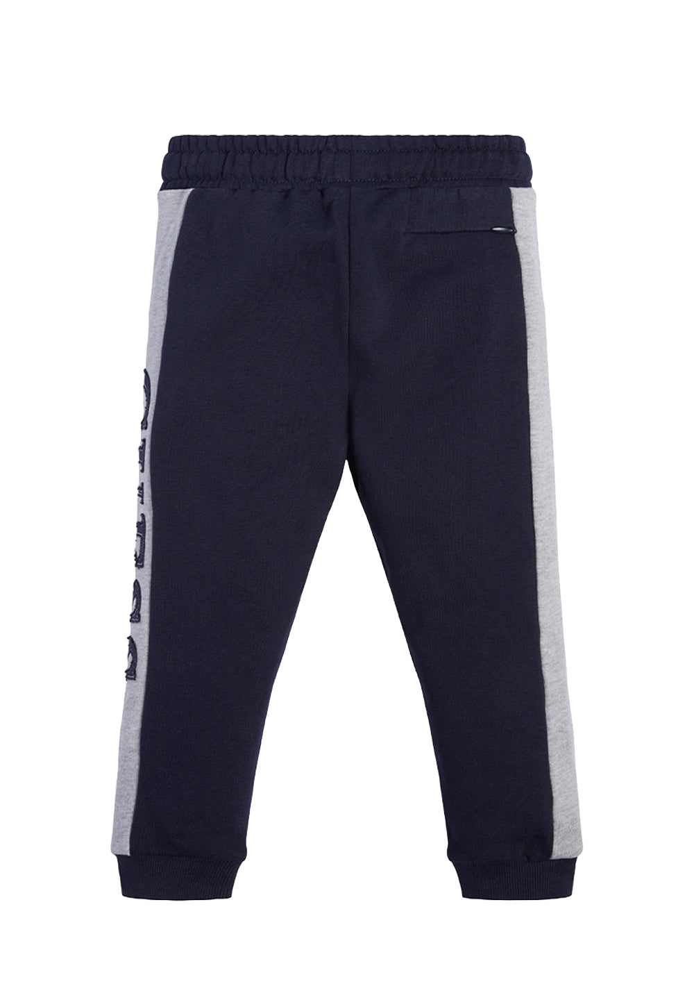 Pantalone felpa blu navy-grigio per neonato