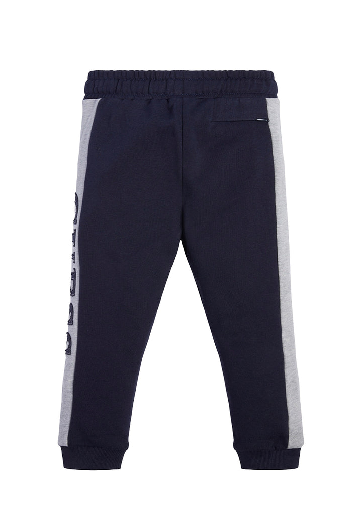 Pantalone felpa blu navy-grigio per neonato