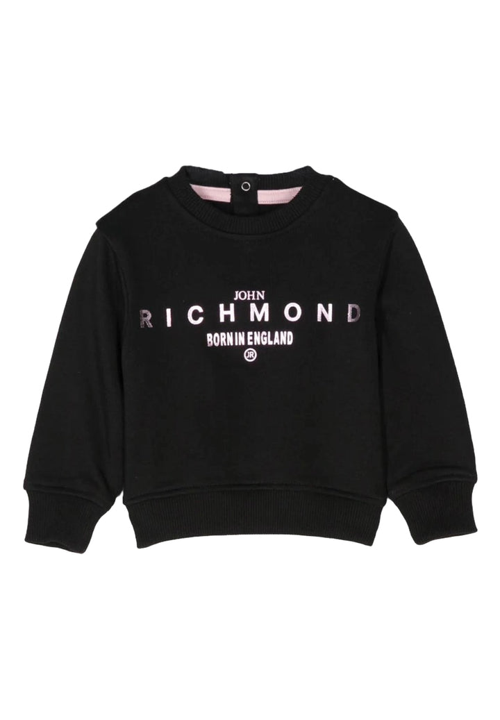 Sweat-shirt noir à col rond pour bébé fille