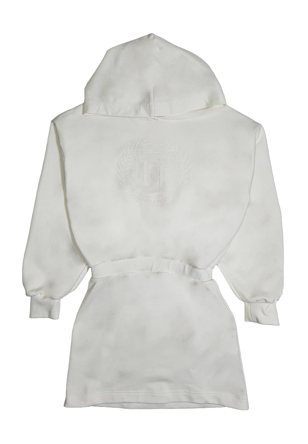 Vestito felpa con cappuccio panna per bambina